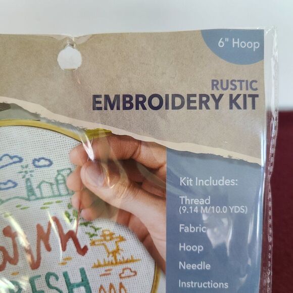 Art Skills Crafter's Closet "Farm Fresh" Rustic Farm Style Embroidery Kit NWT - Picture 3 of 16